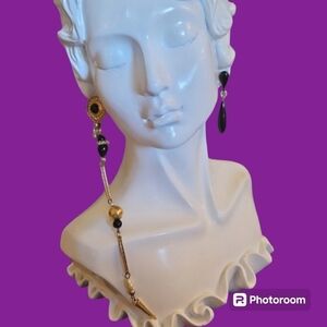 VTG Mismatched Extra Long Etruscan Style Dangle Post Whimsy Earrings